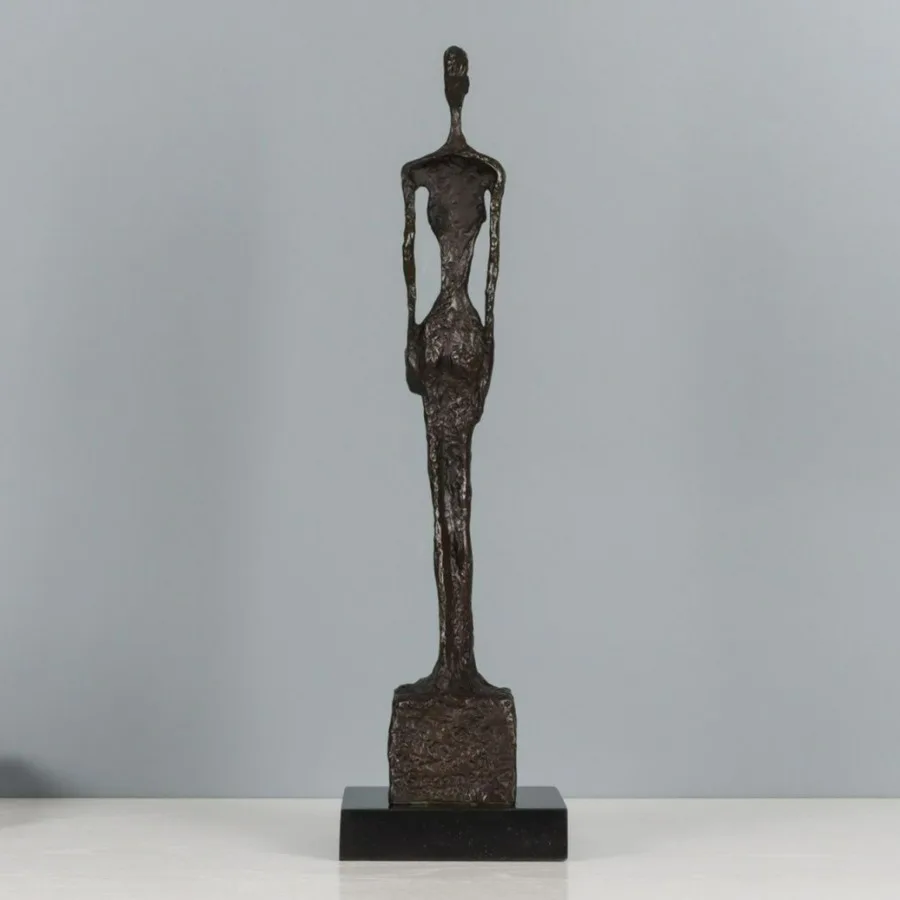 Bronze Standing Woman Skeleton Statue By Giacometti Famous Sculpture Art Copper Handmade Replica for Home Decoration Collection