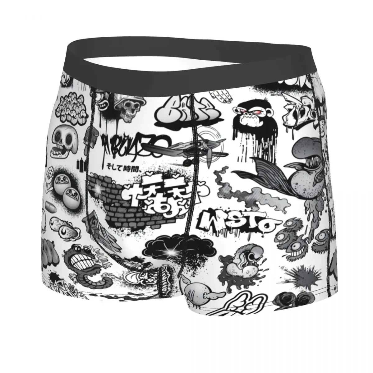 Custom Street Art Graffiti Wall Underwear Men Sexy Print Customized Vintage Cartoon Boxer Briefs Shorts Panties Soft Underpants