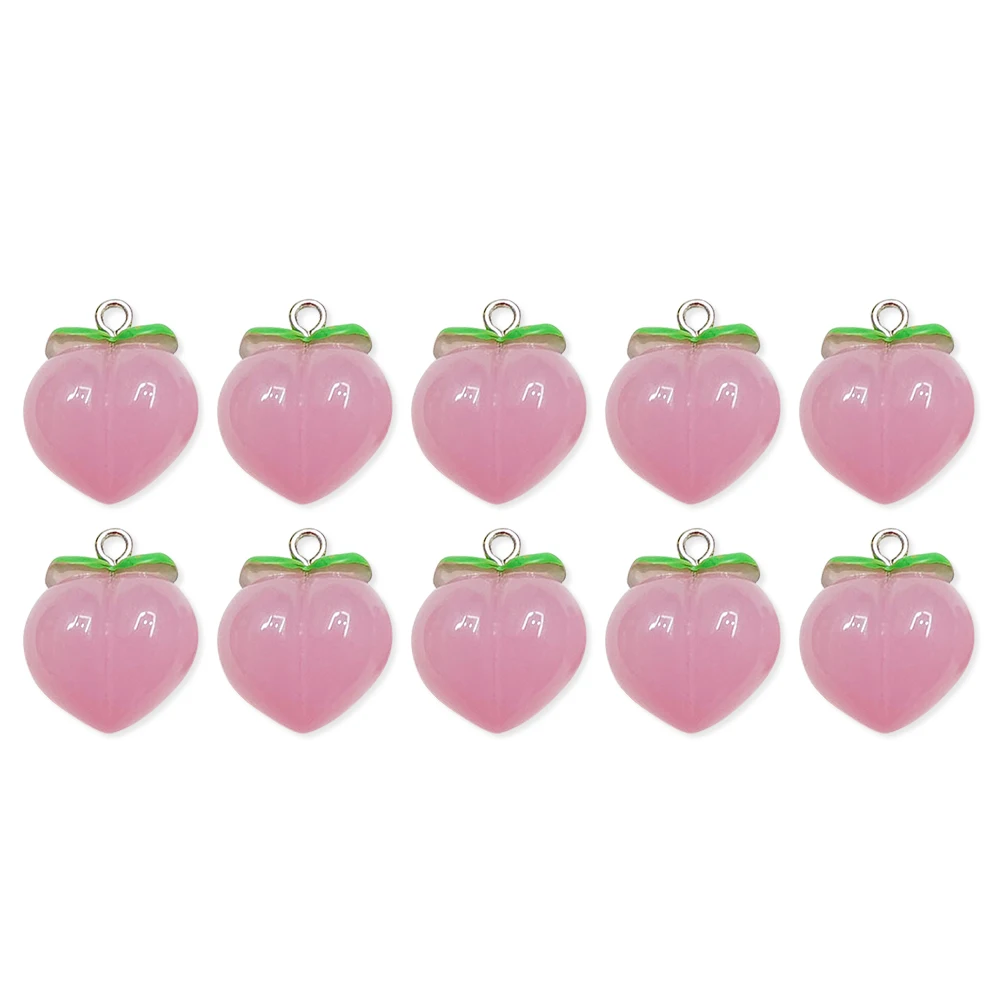 10pcs 3D Peach Flat Resin Charms Pendant DIY Earrings Fruit Pendants Transparent Keychain Decoration Peach Charms Fruit Pendants