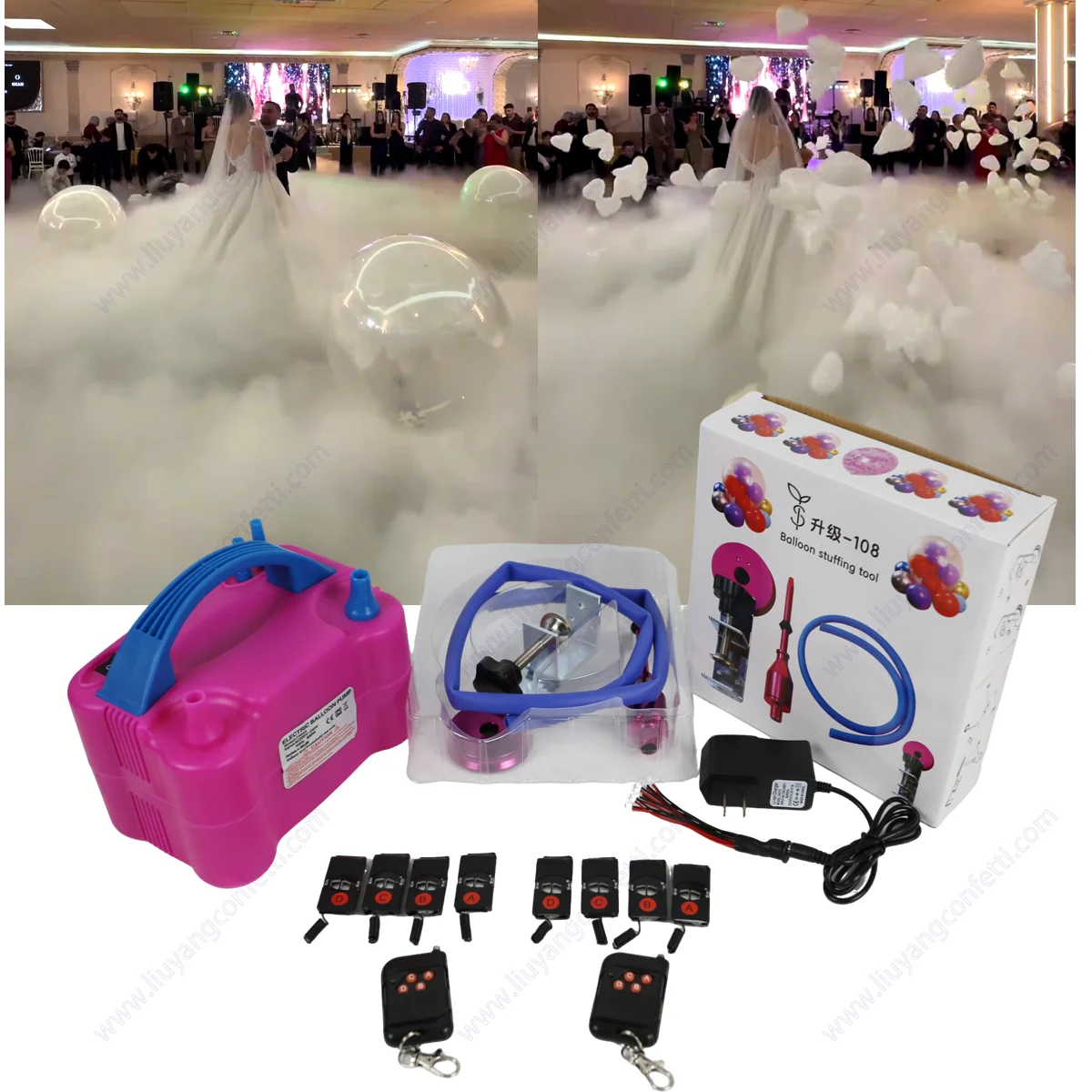 원격 제어 풍선 키트 폭발 블래스터 머신 포퍼 웨딩 생일 결혼 무대 폭발기 성별 공개 파티 신부