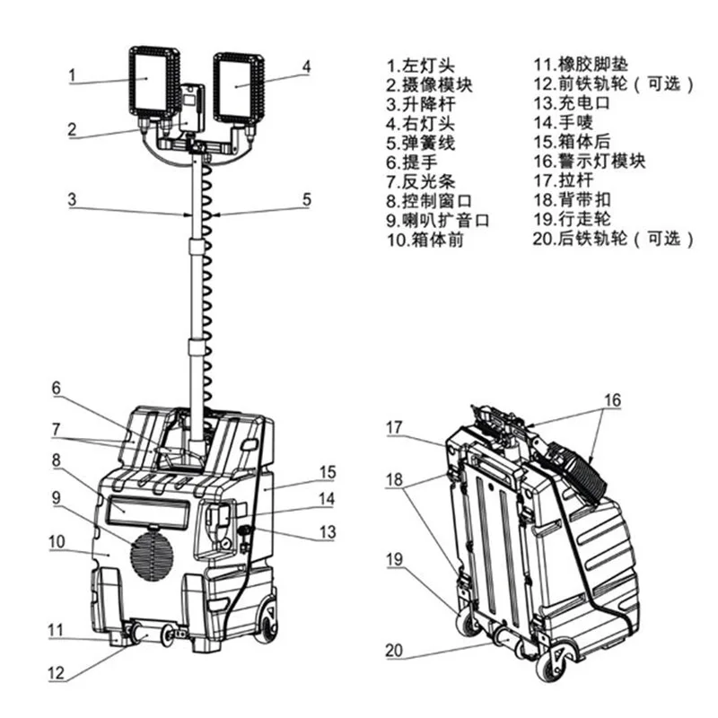 FW6128 Multifunctional Mobile Lighting System Rechargeable with Camera Video Shout Emergency Repair Search  Rescue Light