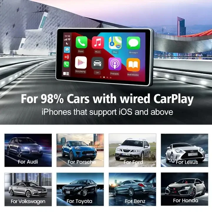 Wireless CarPlay & Android Auto Adapter, 2-in-1 Plug and Play AI Box with Dual-Band WiFi (2.4G/5Ghz) Upgrade for Wired Car