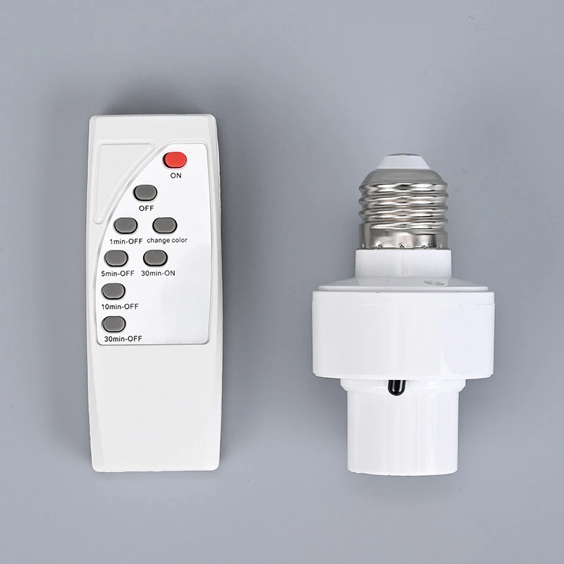 

E27 Remote Control Lamp Head Socket Lamp Base Wireless Smart Remote Control Lamp Holder Cap Intelligent Switch Accessories-White