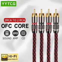 YYTCG 1 para kabli audio RCA 2 RCA do 2 kabli połączeniowych RCA Stereo HIFI 4N OFC męski do męskiego do wzmacniacza DAC TV Car Audio