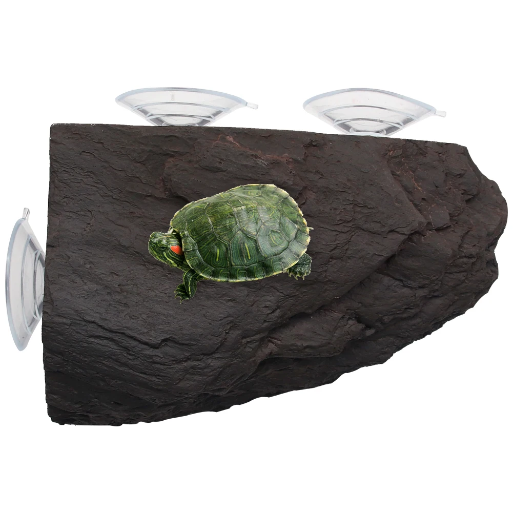 

Turtle Basking Platform with Suction Cups - Resin Tortoise Resting Dock, Reptile Climbing Ramp, Fish Tank Aquarium Decor