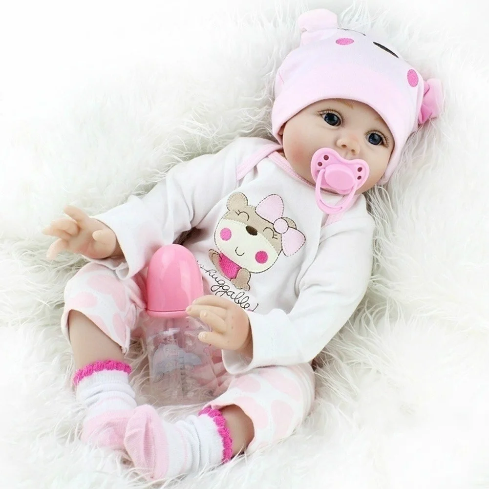 

40cm / 55cm Lifelike Girl Reborn Babies Silicone Dolls Toys for Children Xmas Gift Bonecas for Kids