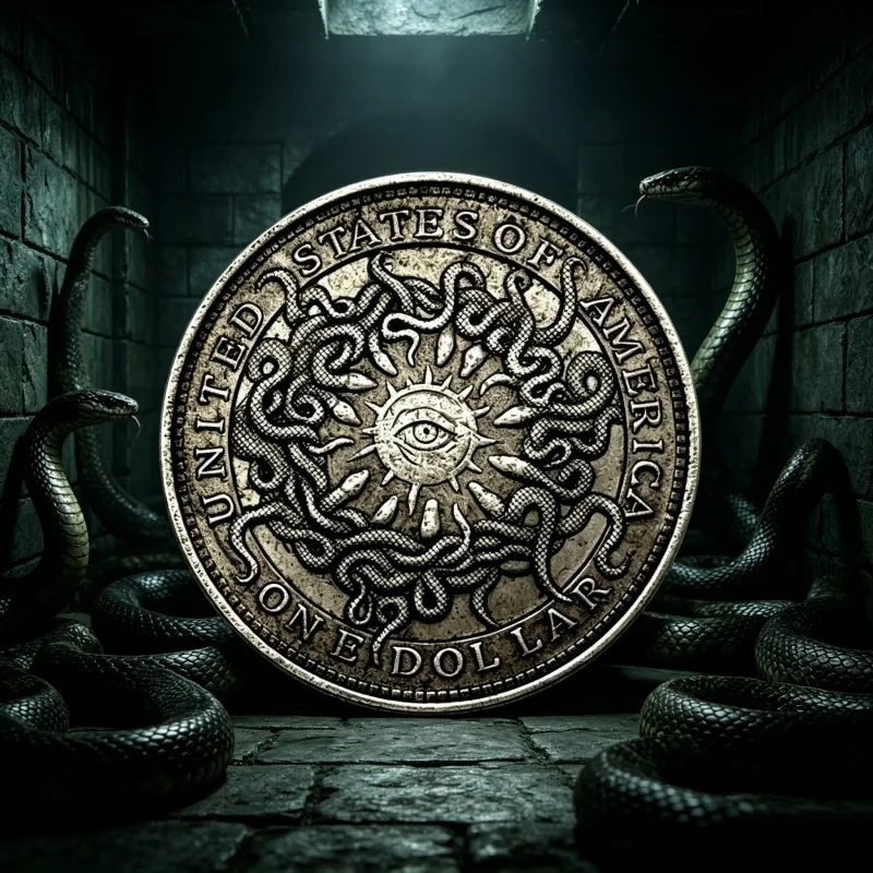 

3D Creative Relief Embossed Coin Retro Antique Copper Sky Eye Snake Commemorative Medal, Collectible Home Art Ornament Gift
