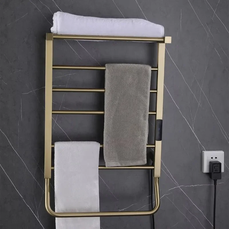 Factory Custom Brushed Gold Electric Bath Towel Rack Towel Heater Radiator Towel Warmer Electric Rack