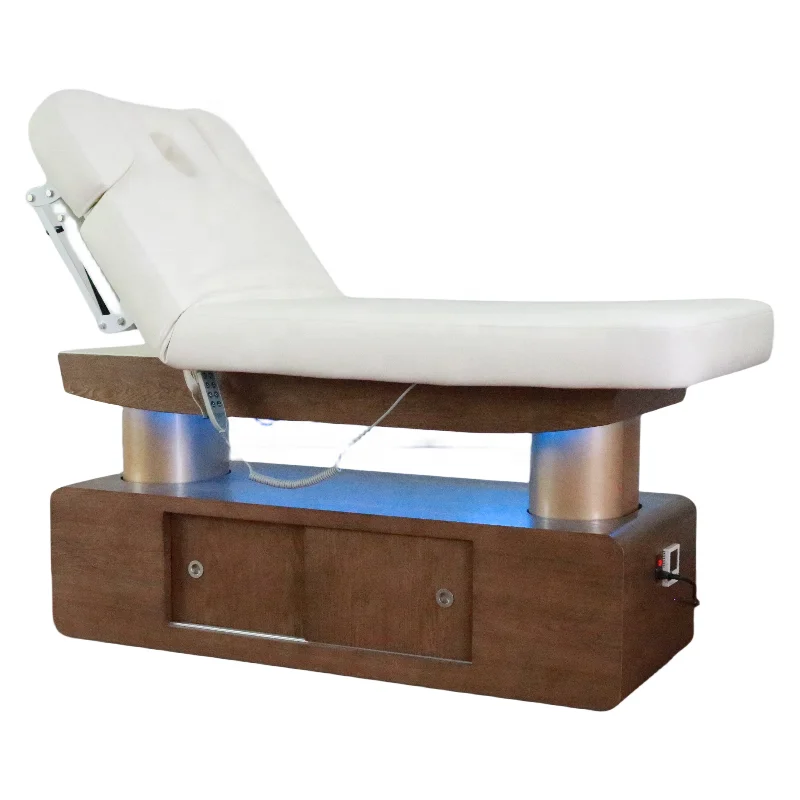 Solid Wood Modern Beauty Spa Bed Electric Beauty Chair Four Motor Beauty Salon Eyelash Massage Bed for Sale Salon Furniture