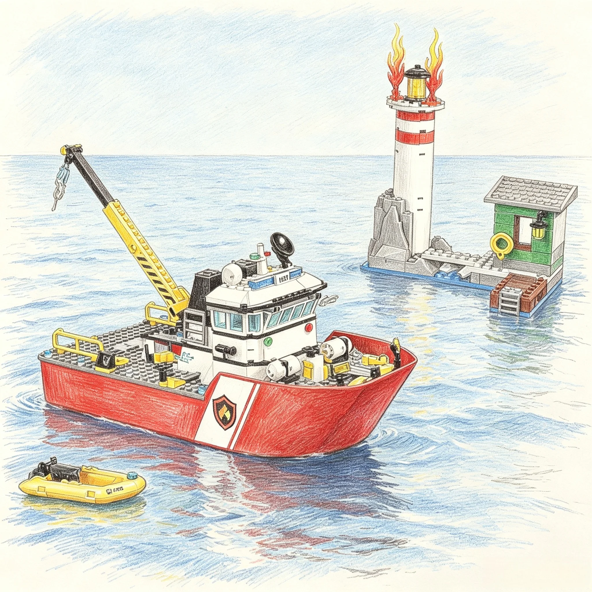 City Series Sea Cruise Ship Firefighting Ship Building Blocks Ship Model Assembly Building Blocks Toy Gift