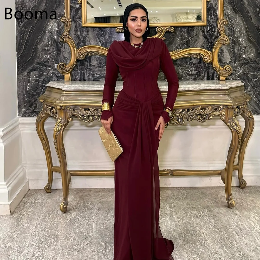 

Booma Mermaid Long Sleeve Simple Prom Dresses Formal Gowns for Women Long Pleat Evening Dress Customized 2025