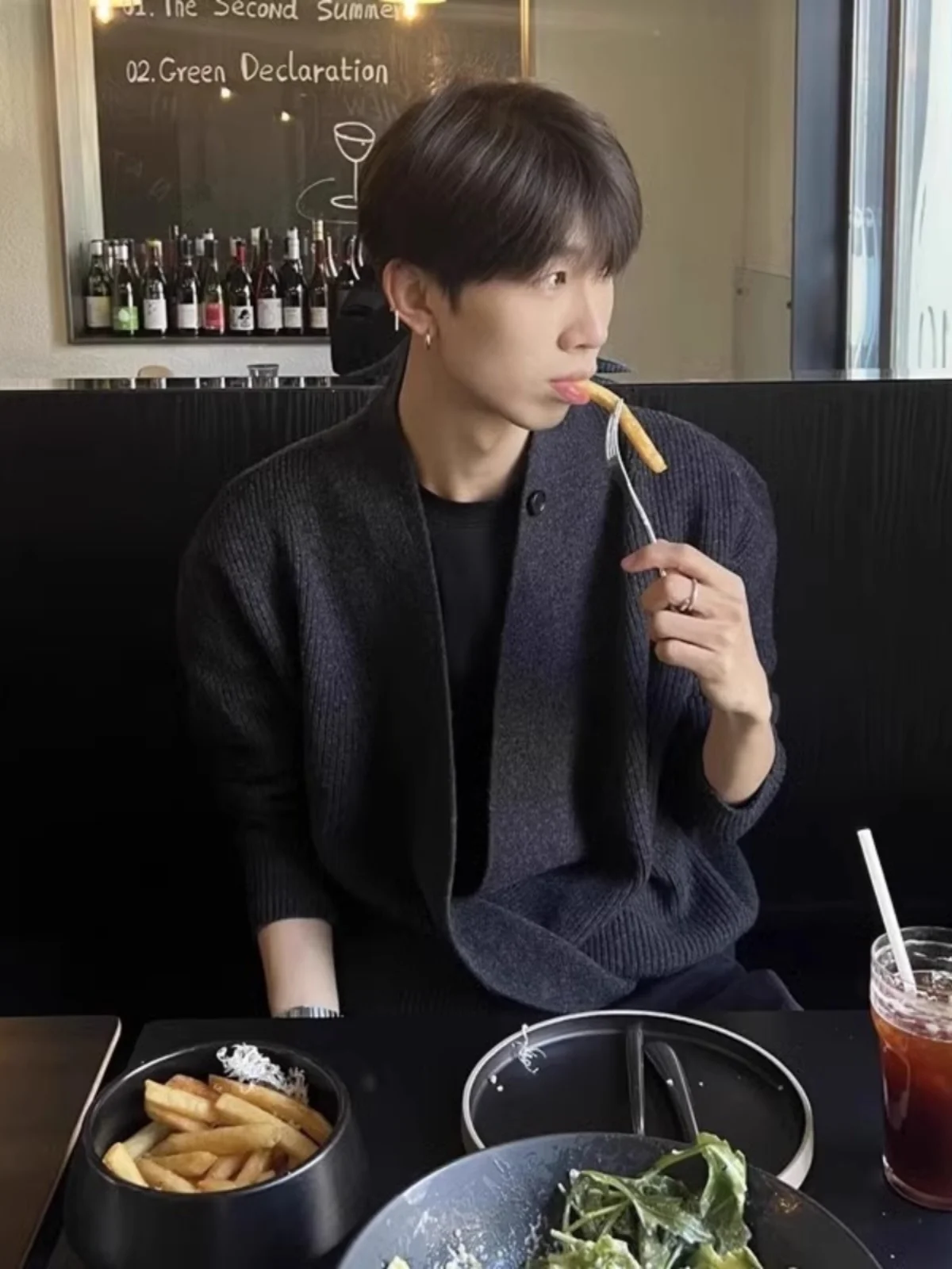 

Повседневный мужской кардиган с V-образным вырезом, длинный рукав, вязаная верхняя одежда, осень-зима, полиэстер, молодежный стиль Vitali Sle