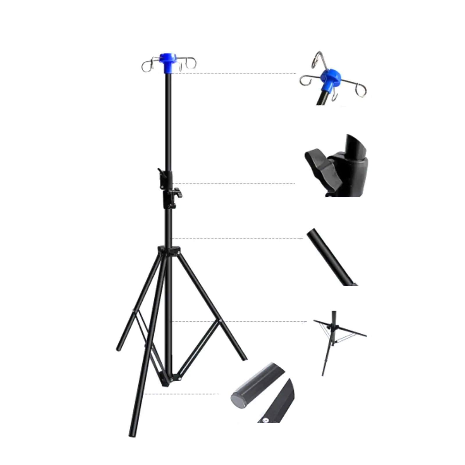 

Infusion Stand Height Adjustable Retractable 4 Hook 3 Leg IV Stand IV Bag Stand
