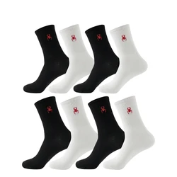 5/10 Pairs of Men's Crew Socks with Spider Pattern, Comfortable, Breathable, Moisture Wicking, Halloween