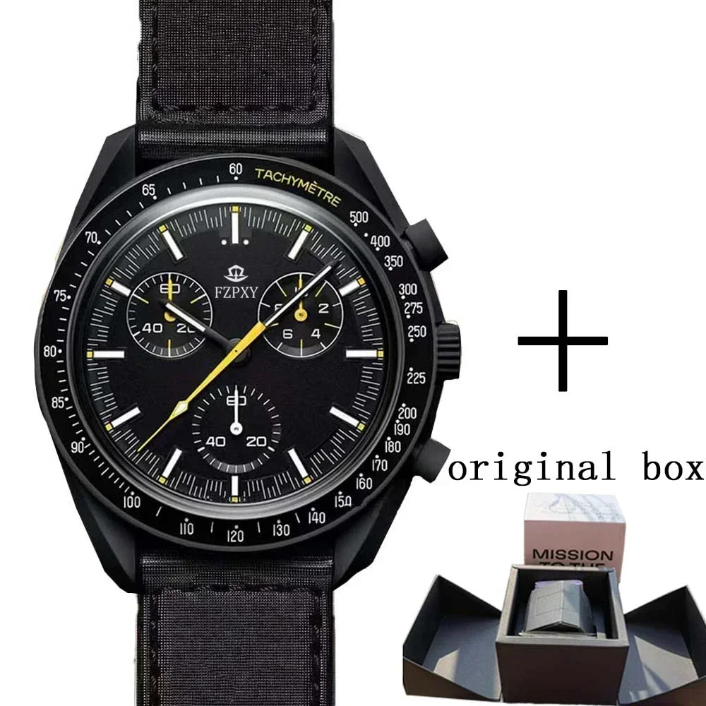 Original Brand Men's Moon Watch with Original Box, Plastic Case, Chronograph, Planet-themed - Best Seller