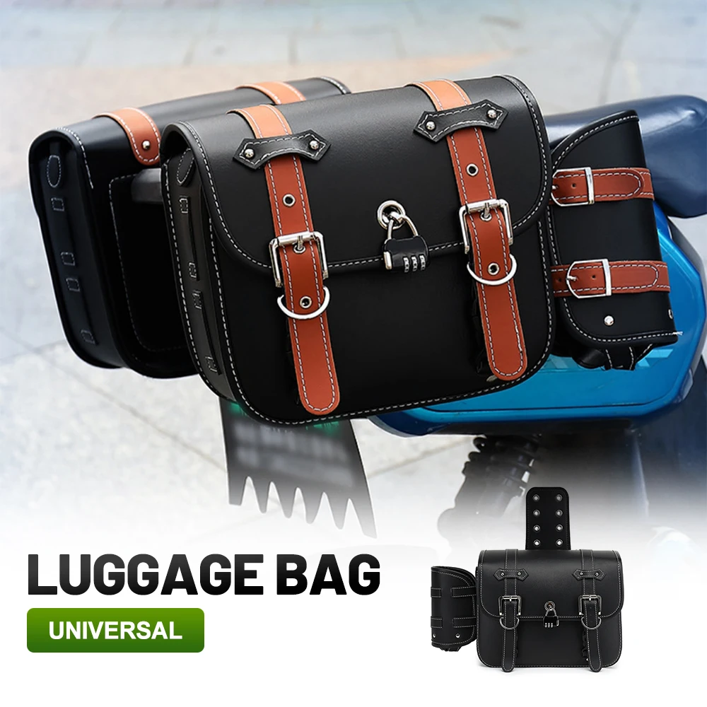 Vintage Universal Waterproof Motorcycle Side Saddle Pannier Bag, Modified Moto Hanging Storage Luggage Accessories
