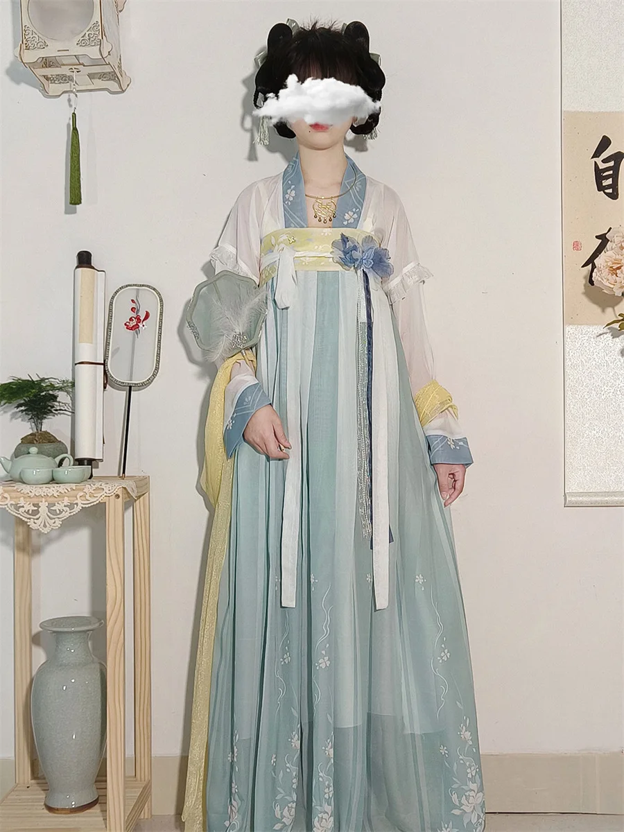 Vestido tradicional chinês hanfu para mulheres, cosplay moderno, roupas orientais elegantes, dinastia Song, trajes antigos, hanfu feminino