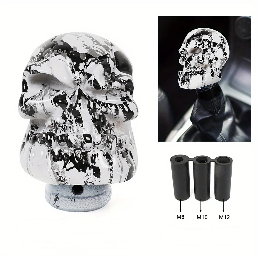 Car Modification Accessories Graffiti Resin Skull Head, Personalized Gear Lever, Gear Shift Handball