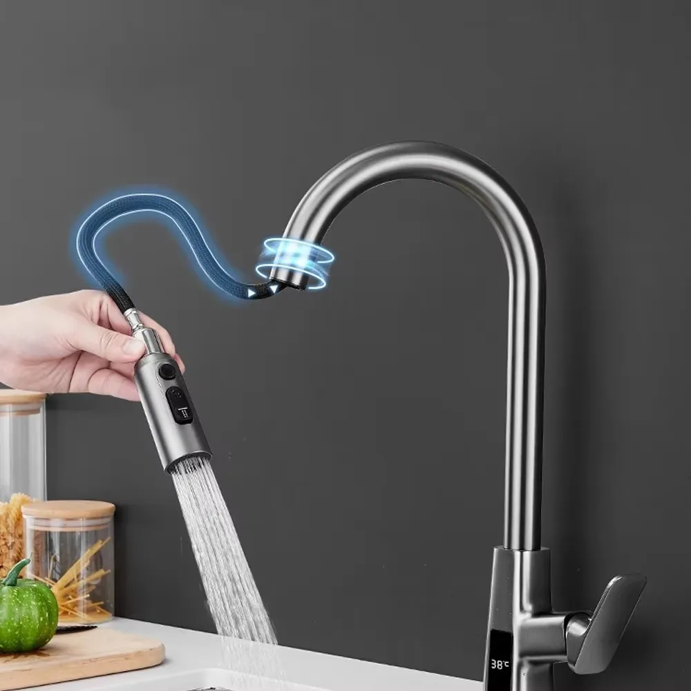 1.5 M Kitchen Faucet Hose 360° Rotation Pull Out Replacement Faucet Hose Nylon Braided Shower Hose Kitchen Accessories