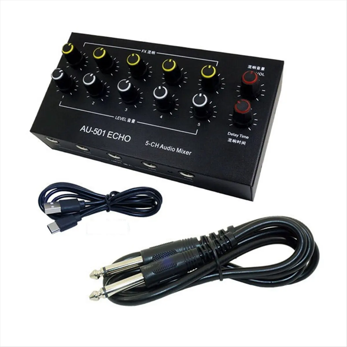 AA2123 Superior 5-Channel Audio Mixer Portable Mini Microphone Extender Mixing Console with Reverb Type-C Rechargeable A