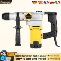 Podofo 1200W Demolition Jack Hammer Corded Electric Drill Multi-Function Impact Drill Heavy Duty Demo Chipping Hammer