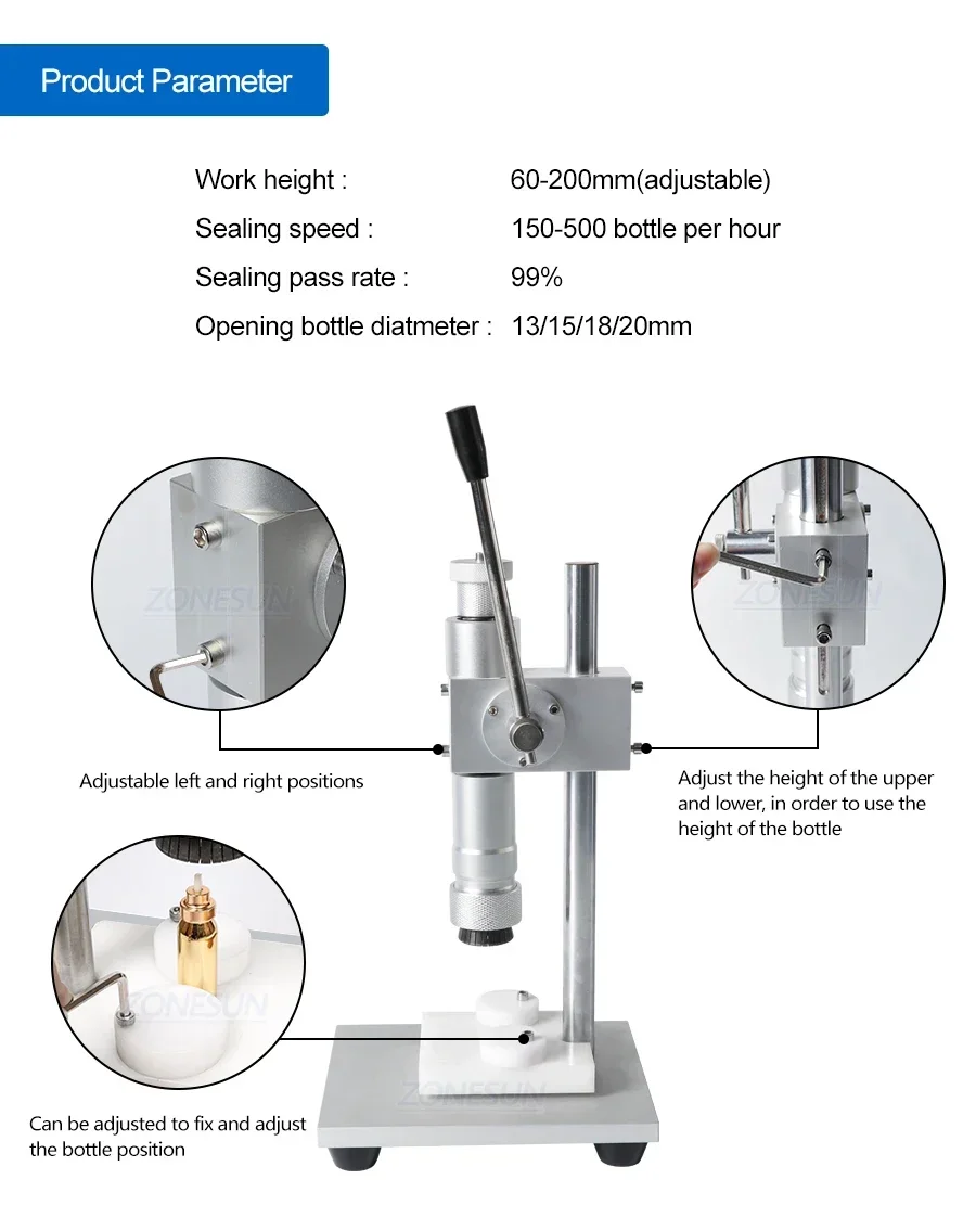 Manual Crimping Machine Perfume Crimper Capper Metal Collar Cap Press Capping Machine Spray Crimper Seals