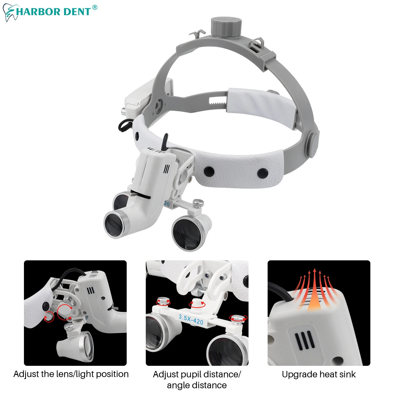 5W Dental Binocular Loupes2.5x 3.5xHeadband Adjustable With LED Headlight Dentist Magnification Dentistry  Laboratory