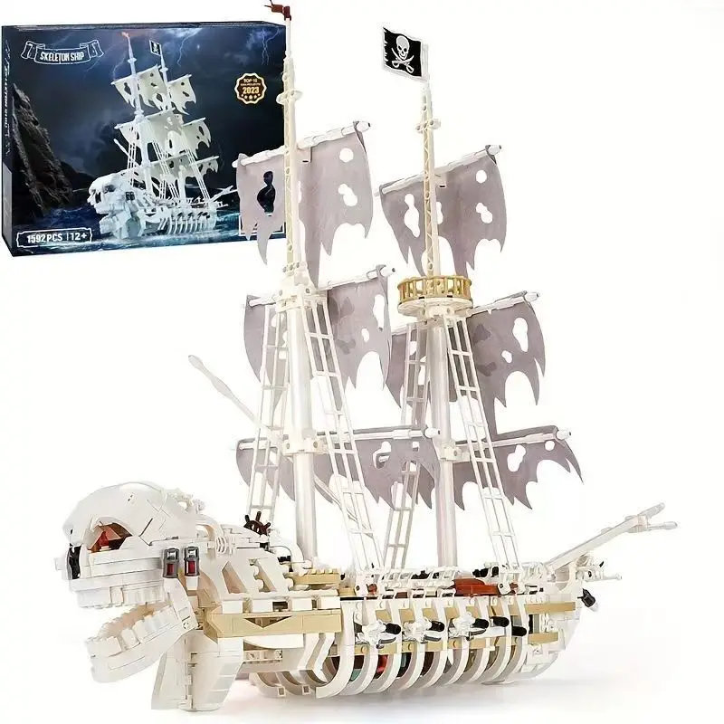 

1592pcs Pirate Skeleton Ship Building Blocks Bricks Puzzle Assembly Ornament Children's Toys Birthday Gifts