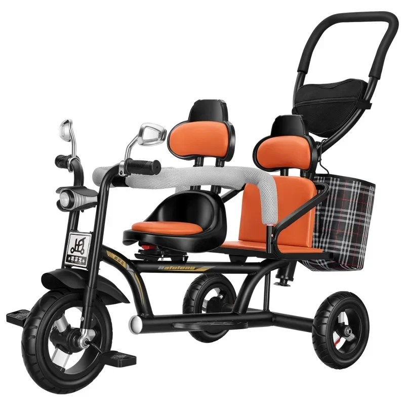 Twin Children Tricycle Double Baby Stroller Baby Bicycle Baby Bike 1-3-7-year-old Large Stroller