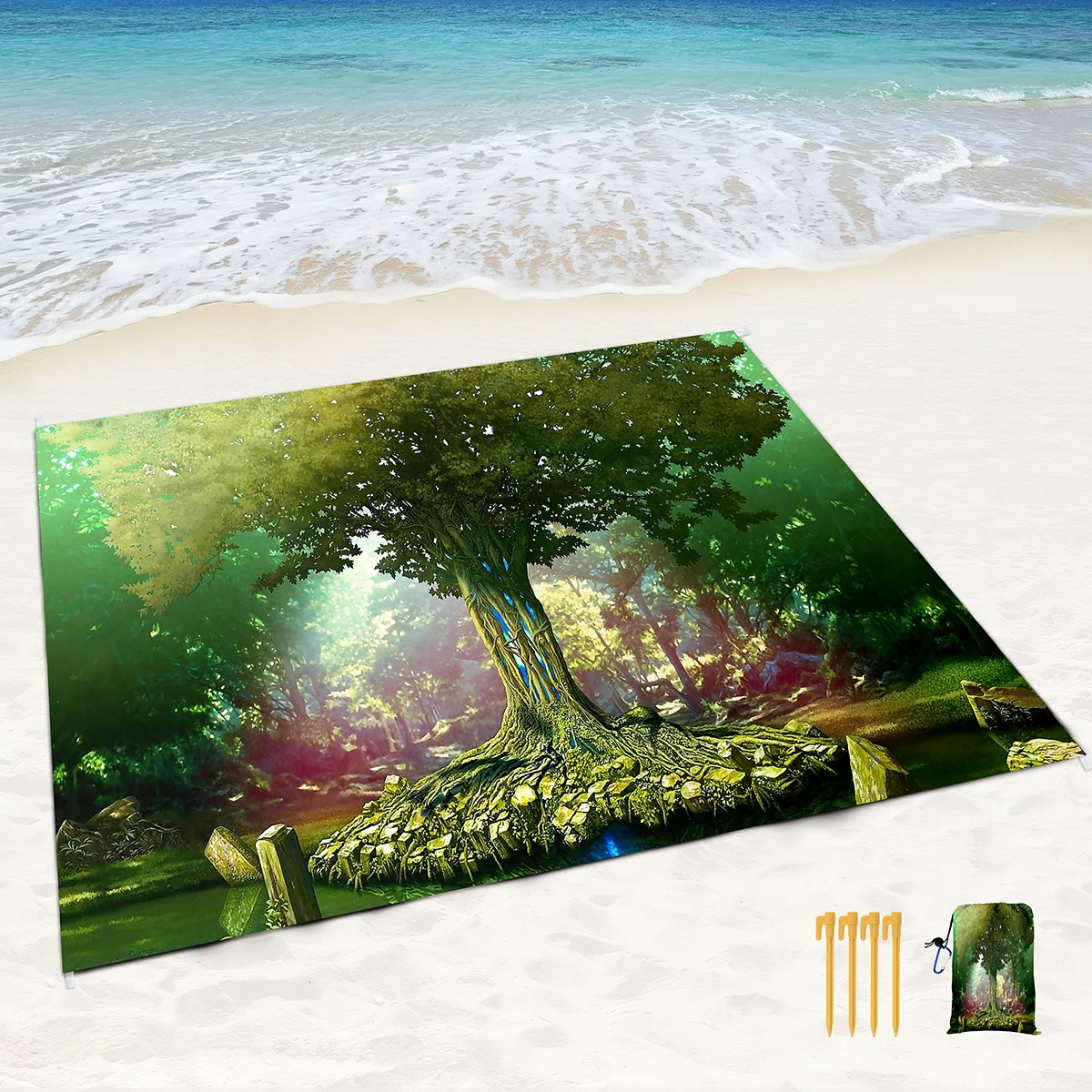 Tree Of Life Beach Blankets,Sandfree Mats Quick Drying,Large and Compact,Easy Carring,Perfect for Beach,Outdoor Music Festival