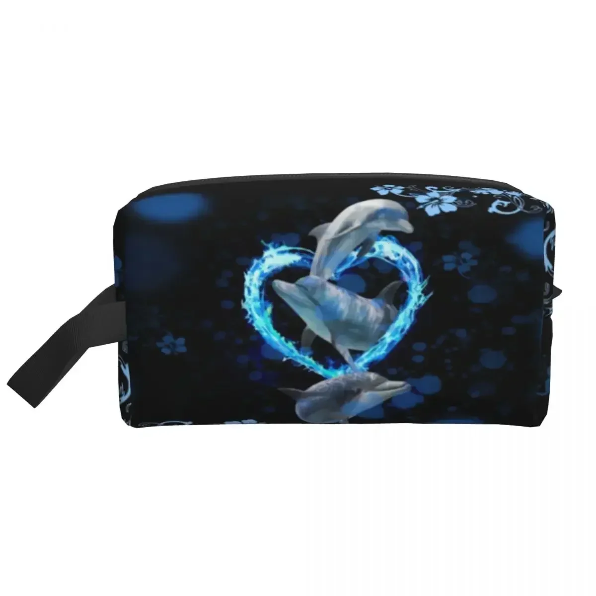 Blue Dolphins Toiletry Bag Women Ocean Blue Sea Animal Water Whale Cosmetic Makeup Organizer Lady Beauty Storage Dopp Kit Case