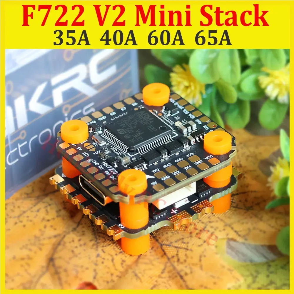 HAKRC F722 V2 mini Stack F722 Mini Flight Controller Dual BEC W/ 35/40/60/65A 4in1 ESC DShot150/300/600/1200 PWM for FPV Drone