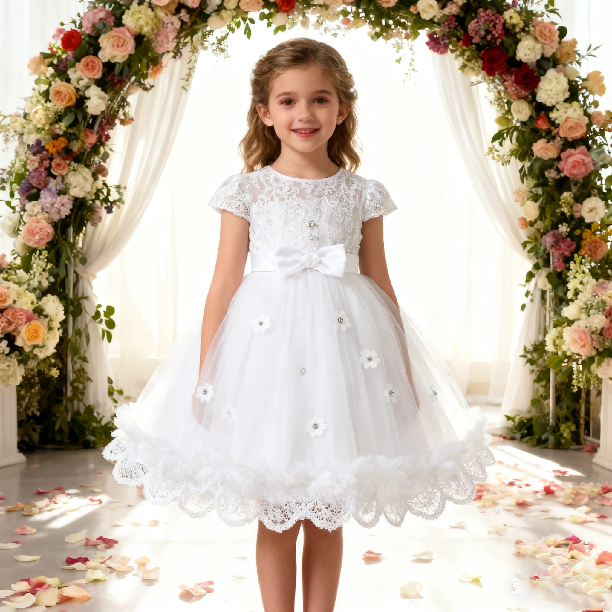 

Festive dress New Autumn Baby Girls 1st Birthday Baptism white Gown Elegant Party Baptism Dress Toddler Kids Princess Vestidos