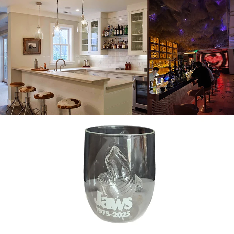 

3D Shark Glass Cup Stemless Wine Glass Funny Transparent Water Cup for Beer Whiskey Cocktail Home Decor Gift Drinkware Accessory