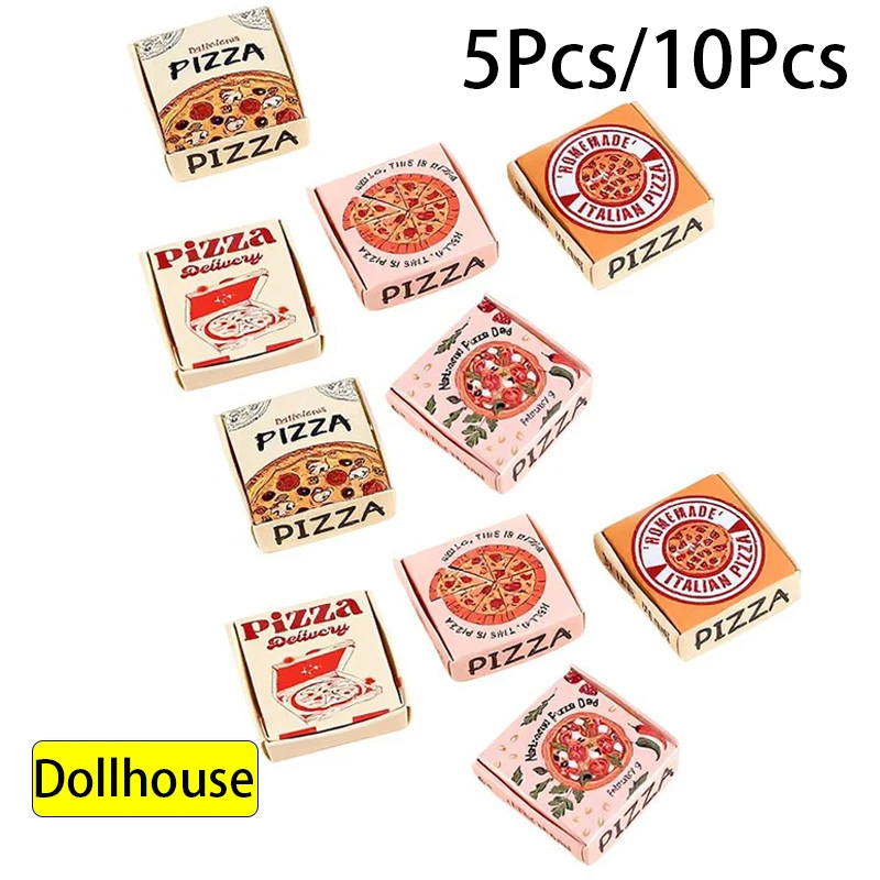 5/10 pçs 1:12 casa de bonecas miniaturas caixa pizza modelo casa boneca acessórios decoração simulação mini brinquedos comida fingir jogar brinquedos diy