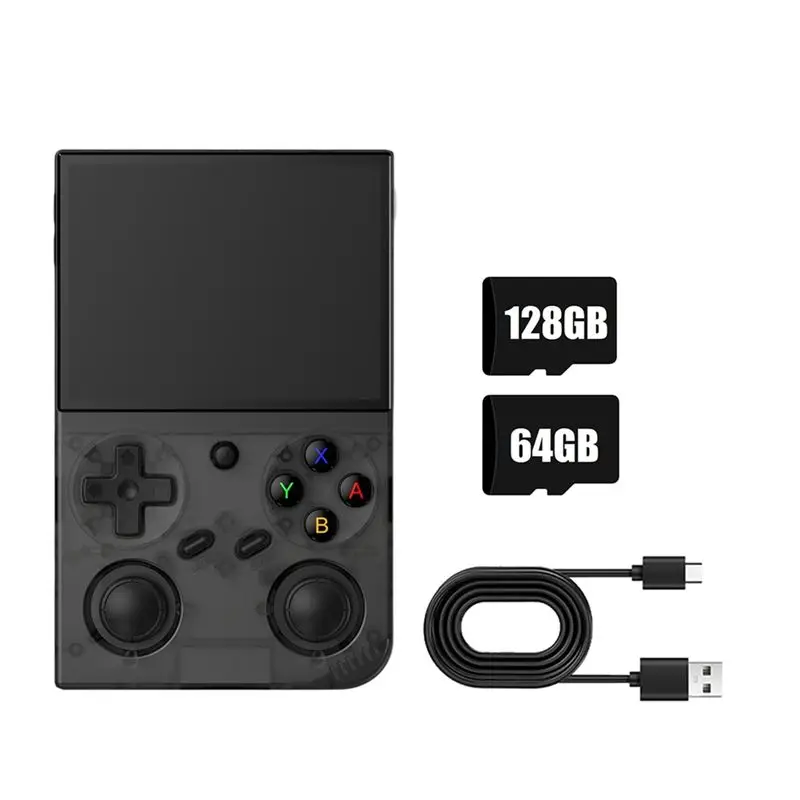 

Портативная игровая консоль CLCU G350 в стиле ретро, 64 ГБ + 128 ГБ, более 10000 игр, 64-битная система Linux, 3,5-дюймовый IPS-экран, RK3326, портативный карманный видеоплеер C