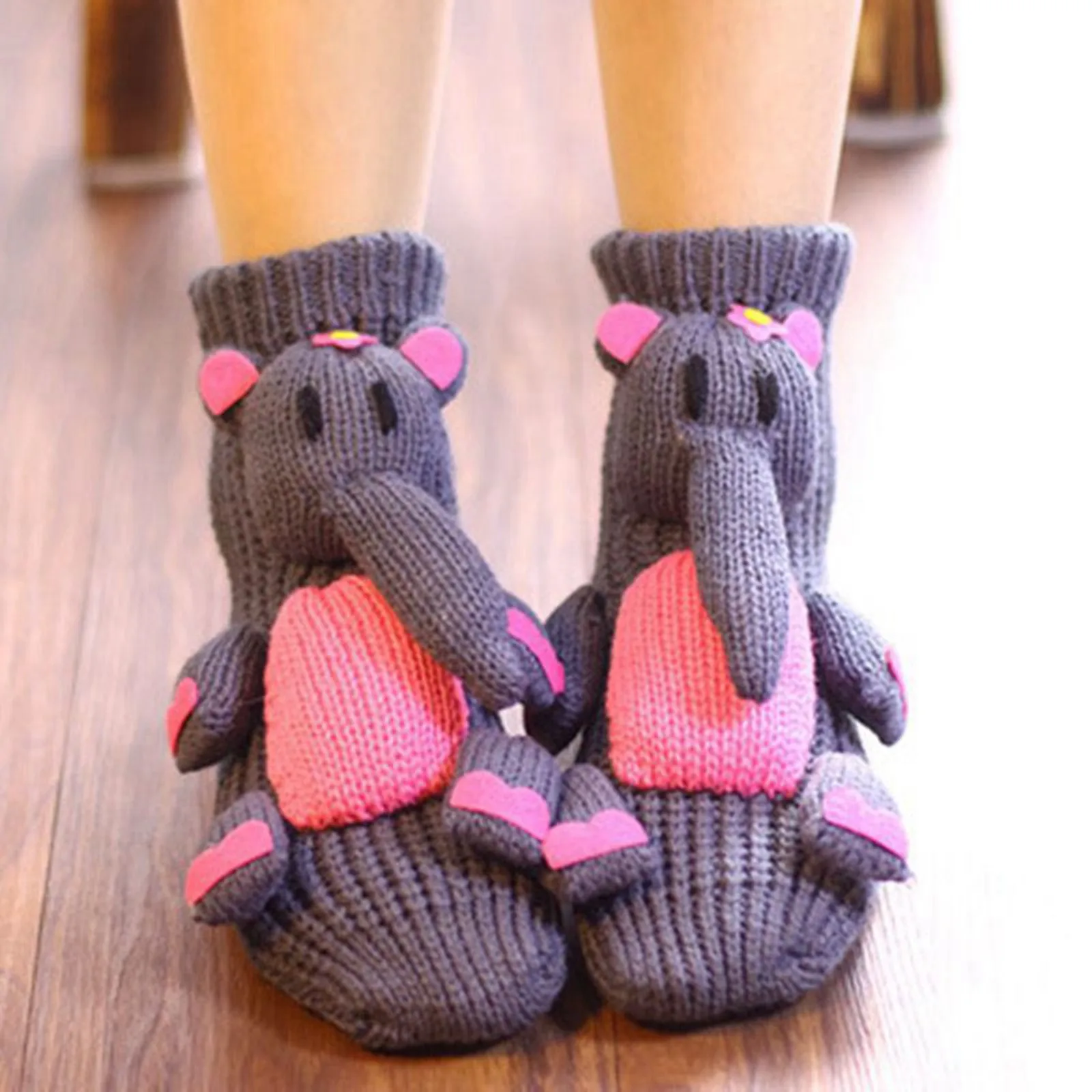 Women'S Fashion Cartoon Wool Socks Winter Thickened Warm Home Socks Thick Knit Christmas Socks Casual Non-Slip Floor Socks