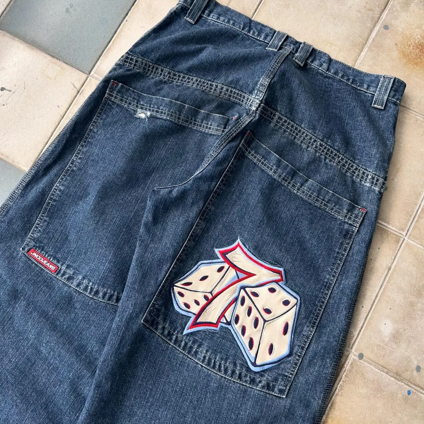 Pantalones vaqueros holgados para hombre y mujer, ropa de calle Harajuku, Hip Hop, JNCO Y2K, vintage, gótico, bordado, alta calidad, informal, pierna ancha