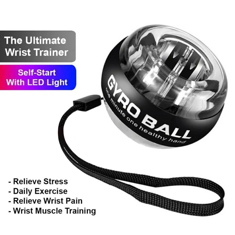 Gyro Ball Gyroscope LED Wrist Ball Power Gym Training Exercise Tool Tennis Arm Muscle Force Fitness Trainer Wrist force ball wit