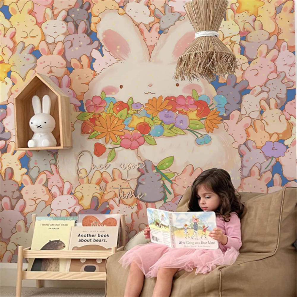 Custom brown bear wallpaper Children's room male and female bedroom 3D cartoon forest animal  wall paper kindergarten playground