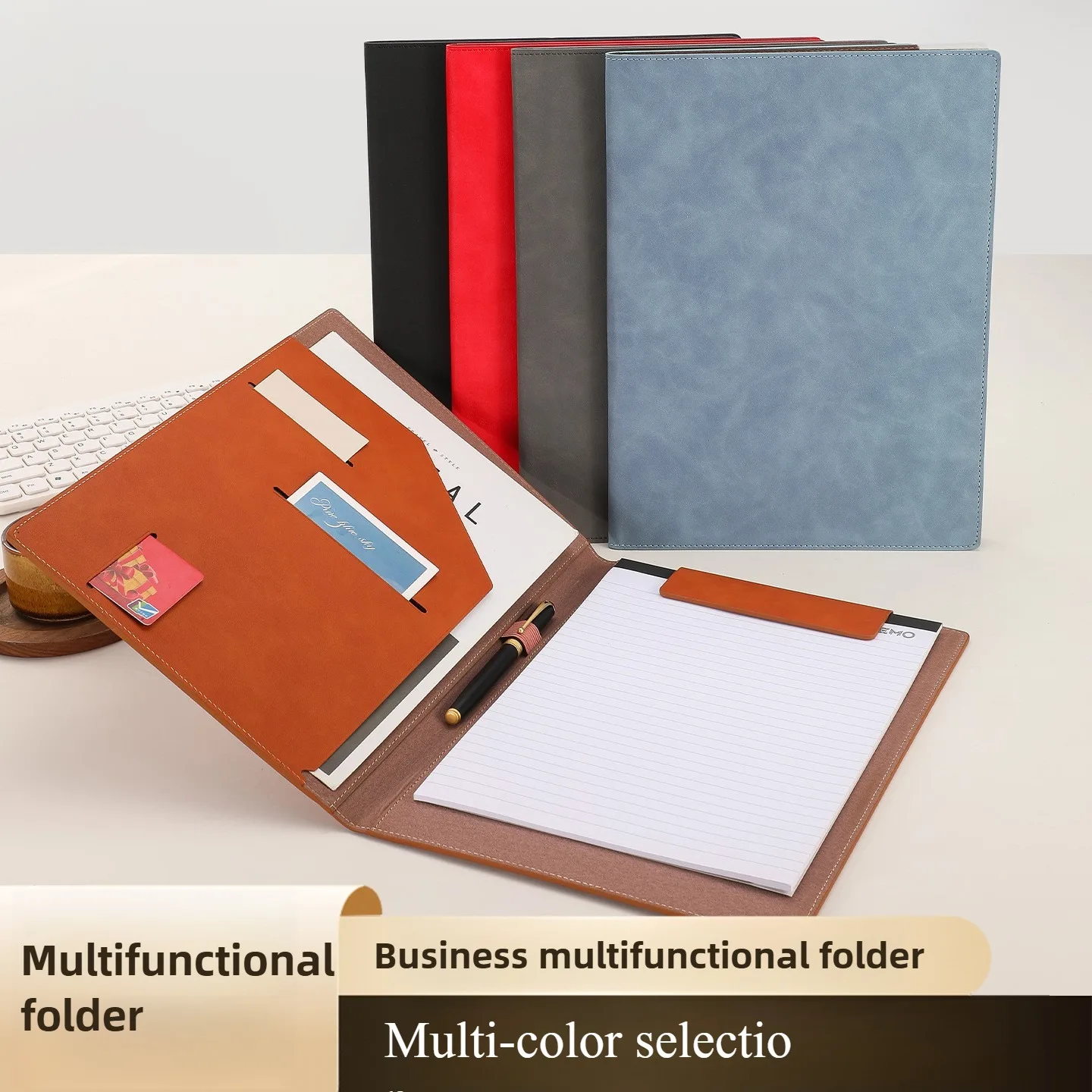 

New A4 Leather Clipboard Folder Multifunctional Conference Folder Business Stationery Folder Leather Contract File Folders