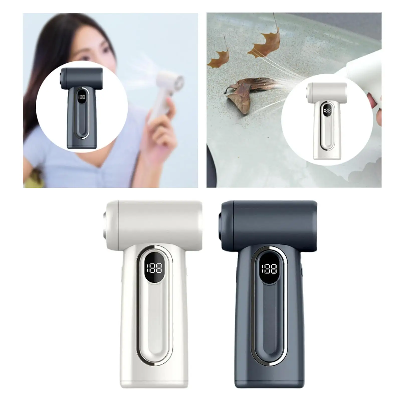 Ventilatore portatile Potenti flussi d'aria Lunga durata Asciugacapelli wireless compatto multiuso per campeggio all'aperto Dormitorio estivo Casa