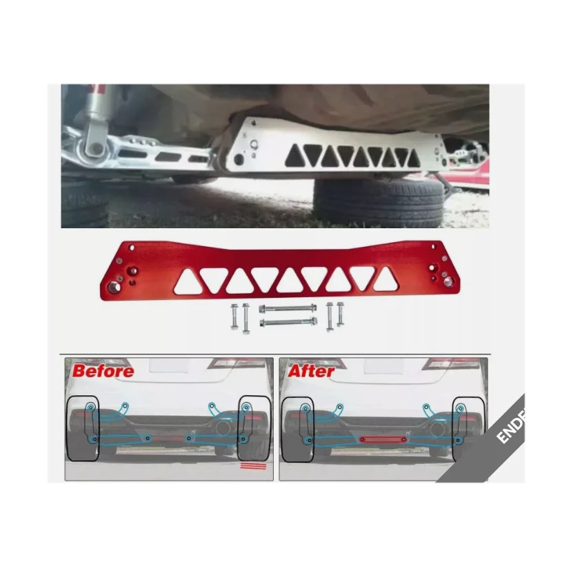 

for Honda Civic EG 92-95 Rear Subframe Brace Plate w/ Hardware Bolts Billet Red