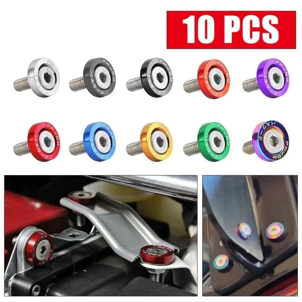 10Pcs/Pack M6 Washers JDM Style Aluminum Alloy Scooter Fasteners Screws Universal Concave License Plate Bolts