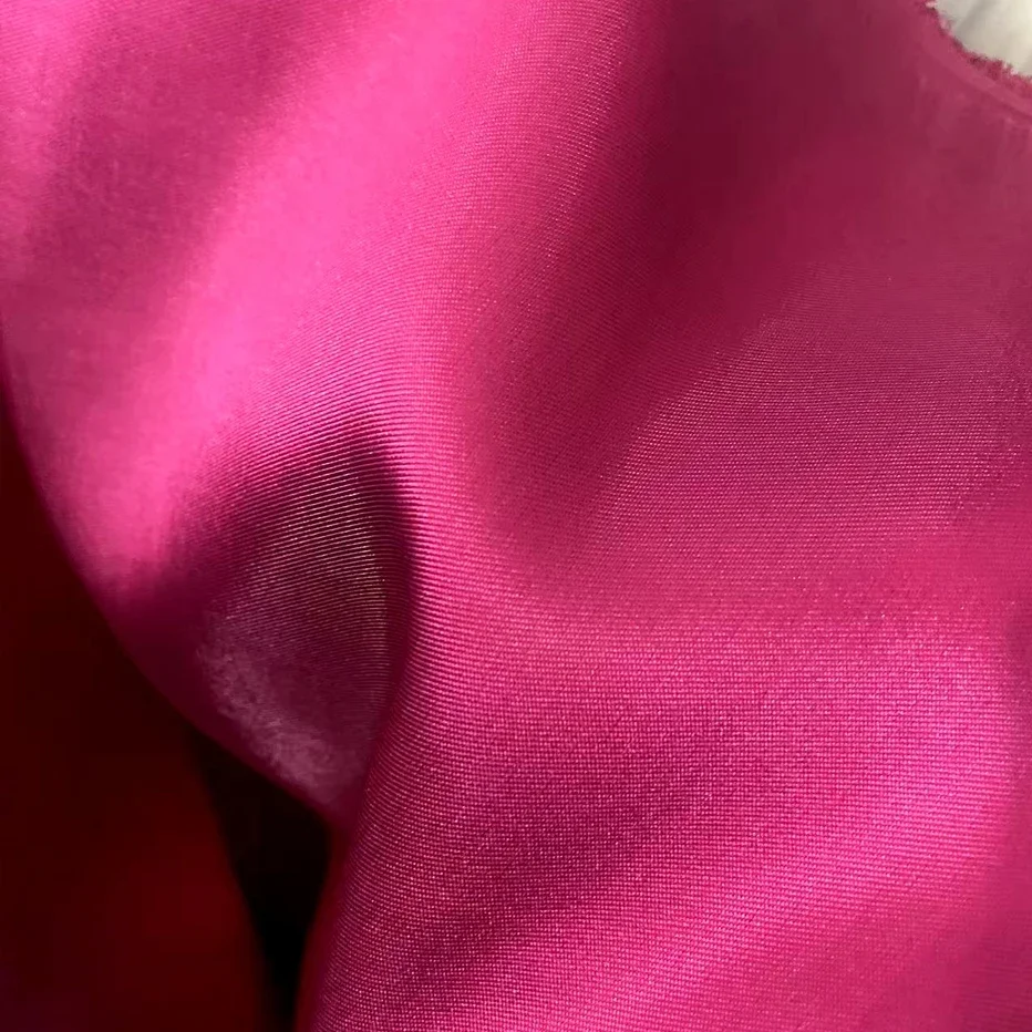 Tela roja Mikado para vestido de novia, estilo lujoso, sarga de satén grueso, vestido de diseñador, telas para ropa, costura por metro