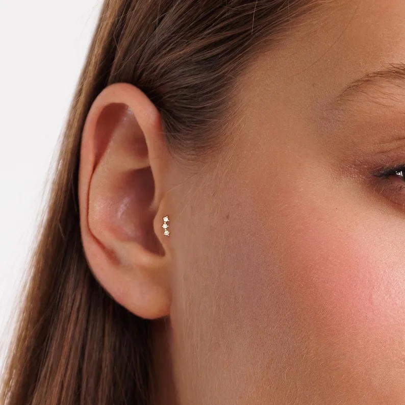 ROXI 1 Stück 925 Sterling Silber Mini Viereckiger Stern Zirkon Für Frau Flache Rückseite 18 Karat Gold Ins Piercing Ohrringe Edlen Schmuck – Detail 21