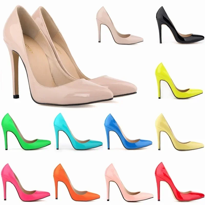 

LOSLANDIFEN Spring Women Pumps PU Slip On 11CM Thin Heels Pointed Toe Candy color wedding Party OL Office High Heels Woman shoes