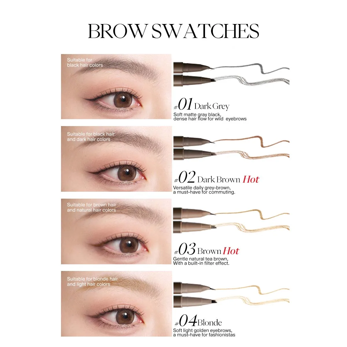 JOOCYEE double-headed water eyebrow pencil water-resistant and not easy to smudge lower eyelashes eyeliner long-lasting