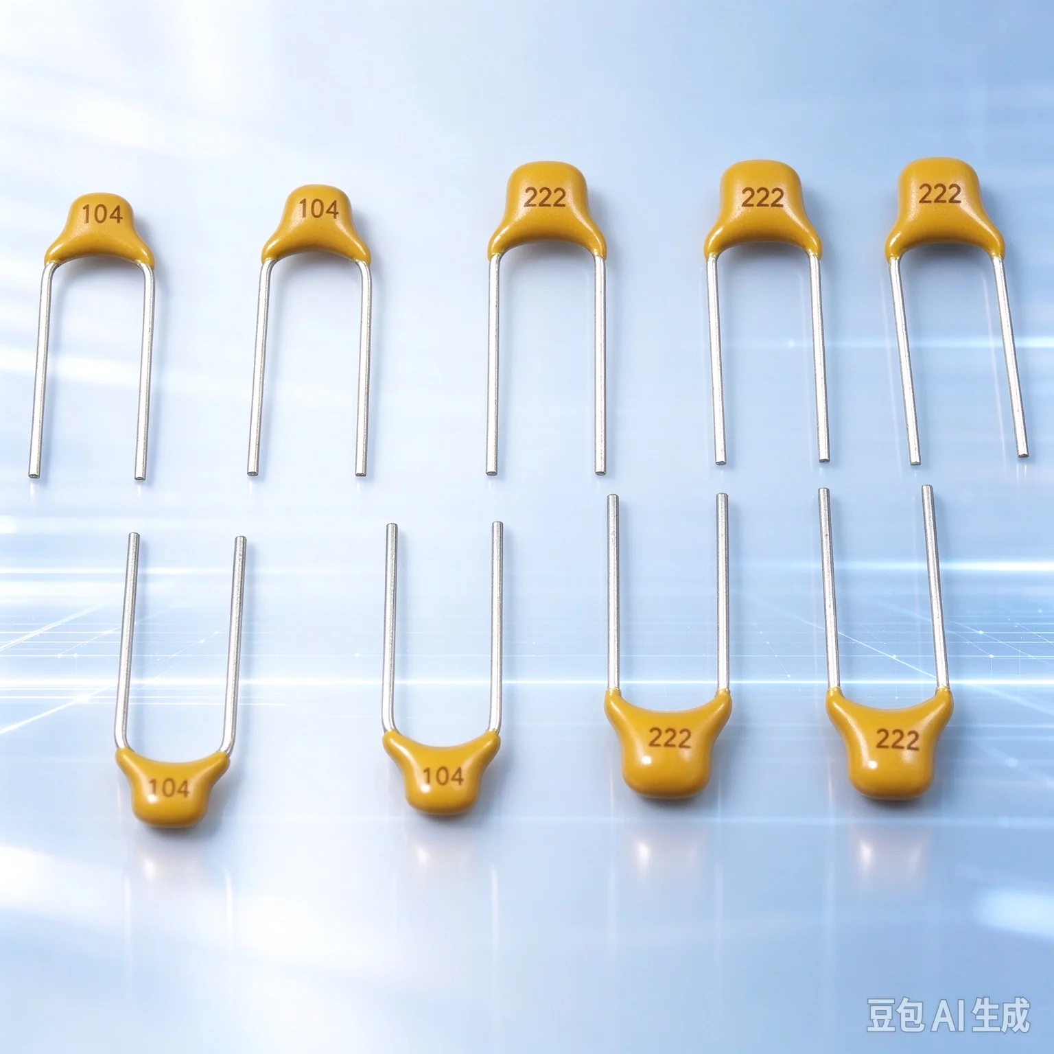 200pcs  Capacitor for Circuit,104 Monolithic Capacitor 0.1uF 50V Yellow High Frequency