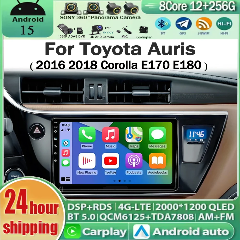 For Toyota Auris 2016 2017 2018 Corolla Altis Hybrid E170 E180 Android 16 Car Radio Multimedia Player Android Auto Carplay Head